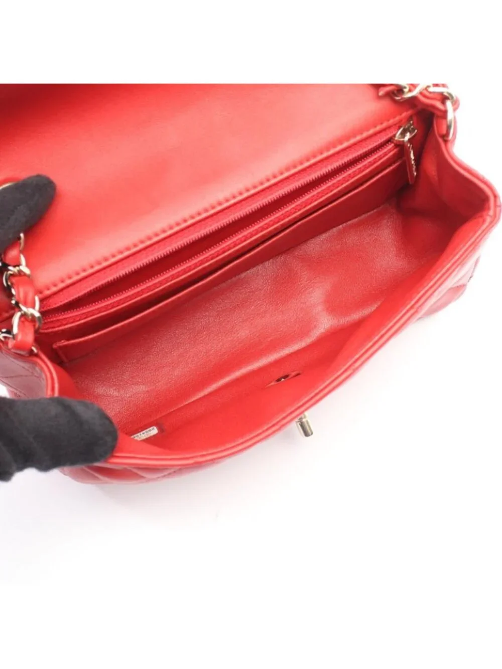 Chanel Shoulder Bag Mini Quilted 20 Red Lambskin Chain